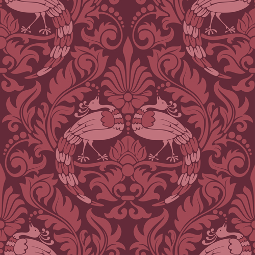 Birds with damask pattern seamless vector 01 seamless pattern damask birds   