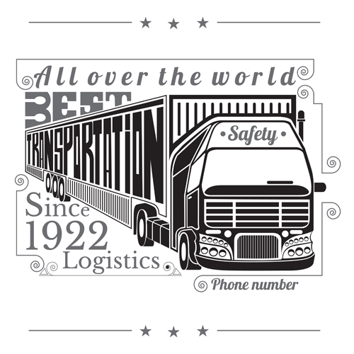 Truck silhouette with transportation logistics background vector 01 truck transportation silhouette logistics background   