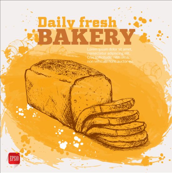 Fresh bread with bakery poster hand drawn vector 09 poster hand fresh drawn bread bakery   