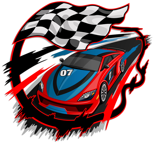 Car racing with flag vector material 01 racing flag car   