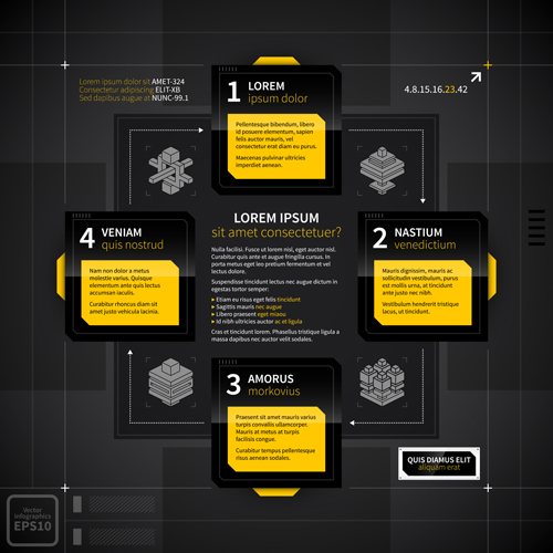 Black with yellow tech infographic vector 04 yellow tech infographic black   