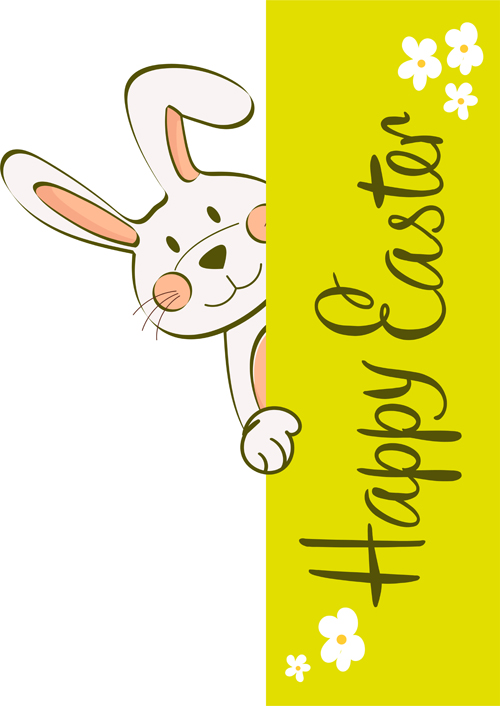Cute rabbit with easter cards vectors graphics 02 rabbit graphics easter cute cards   