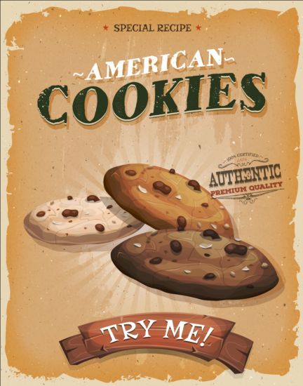 cookies poster vintage grunge vector vintage poster grunge cookies   