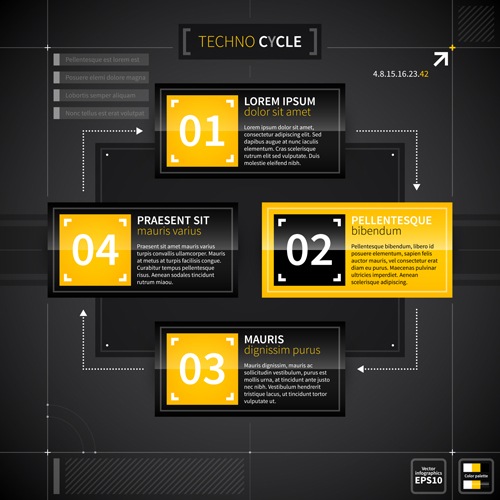 Black with yellow tech infographic vector 02 yellow tech infographic black   