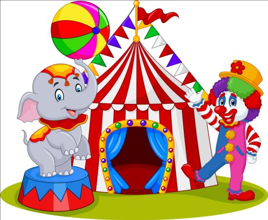 Circus and clown with cute animal vector 04 cute clown Circus Animal   