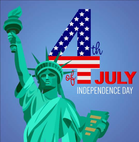 Statue of Liberty with Independence Day background vector 03 Statue Liberty Independence background   