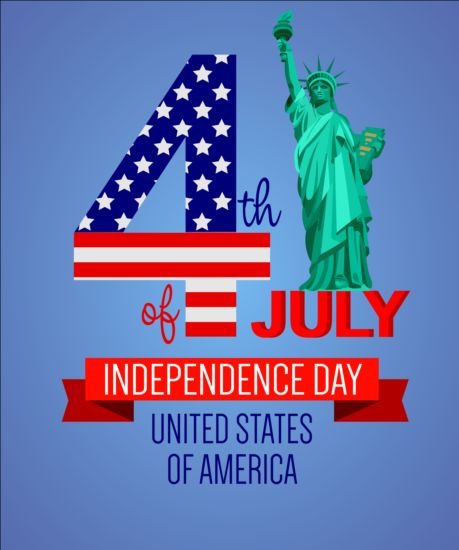 Statue of Liberty with Independence Day background vector 02 Statue Liberty Independence background   