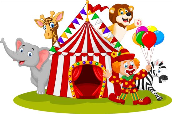 Circus and clown with cute animal vector 02 cute clown Circus Animal   
