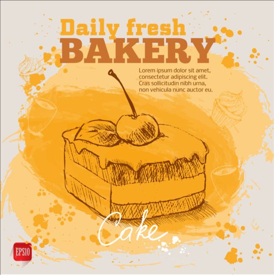 Fresh bread with bakery poster hand drawn vector 04 poster hand fresh drawn bread bakery   