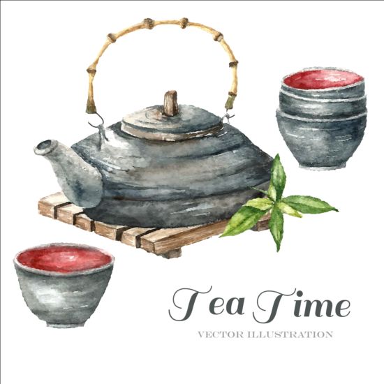 Hand drawn tea time vector background 03 159565 time hand drawn background   