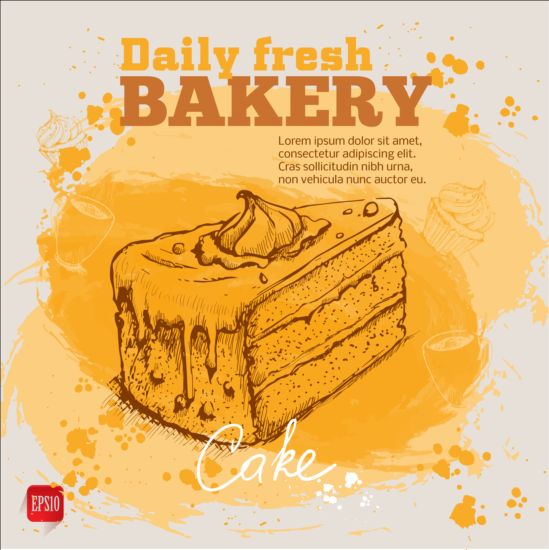 Fresh bread with bakery poster hand drawn vector 03 poster hand fresh drawn bread bakery   