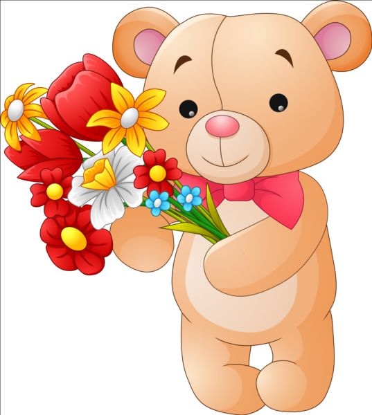 Flower with teddy bear vector teddy flower bear   