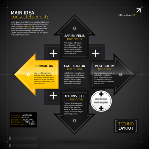Black with yellow tech infographic vector 08 yellow tech infographic black   