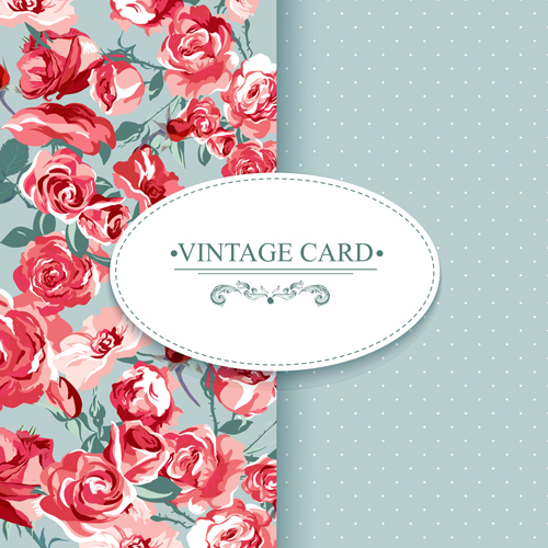 Vintage card with flowers pattern vectors 08 vintage pattern flowers card   