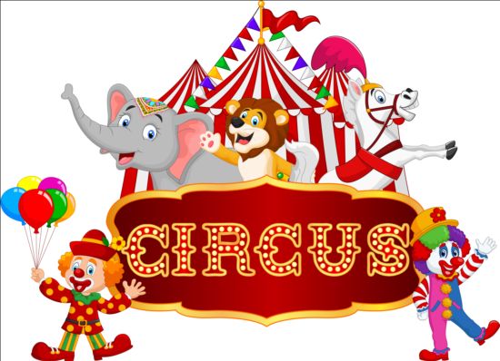 Circus and clown with cute animal vector 05 cute clown Circus Animal   