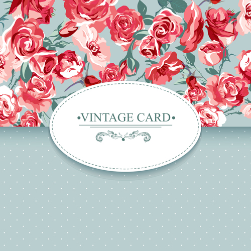 Vintage card with flowers pattern vectors 07 vintage pattern flowers card   