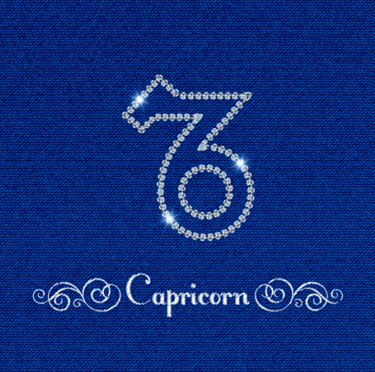 Zodiac sign Capricorn with fabric background vector zodiac sign fabric Capricorn background   