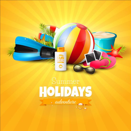 Tropical paradise holiday with orange background vector 06 tropical paradise orange holiday background   