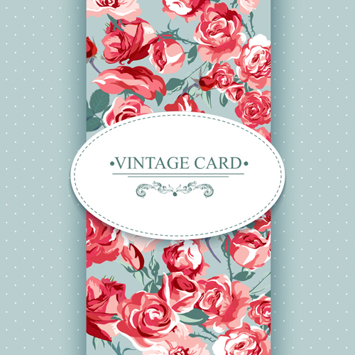 Vintage card with flowers pattern vectors 06 vintage pattern flowers card   