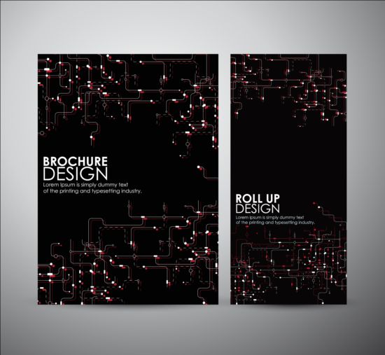 Tech style brochure cover template vector 03 tech style cover brochure   