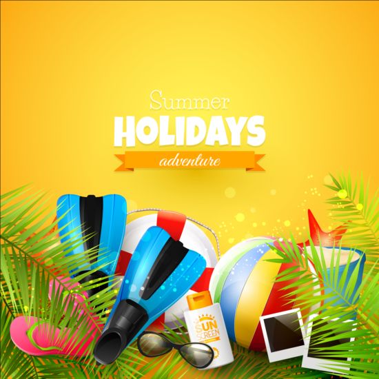 Tropical paradise holiday with orange background vector 04 tropical paradise orange holiday background   