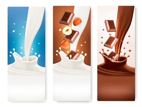 Splash milk and chocolate vector banner 04 splash milk chocolate banner   