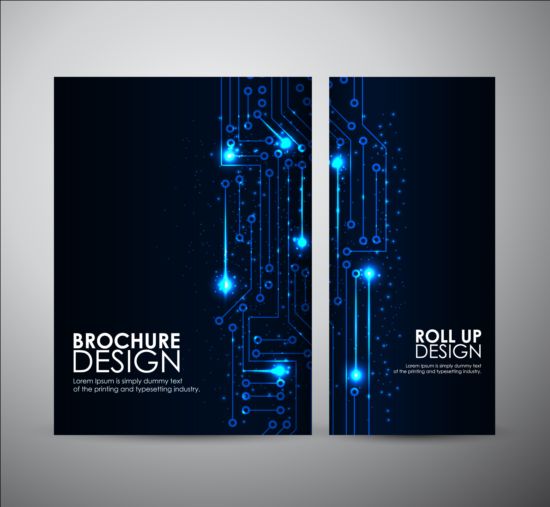 Tech style brochure cover template vector 02 tech style cover brochure   