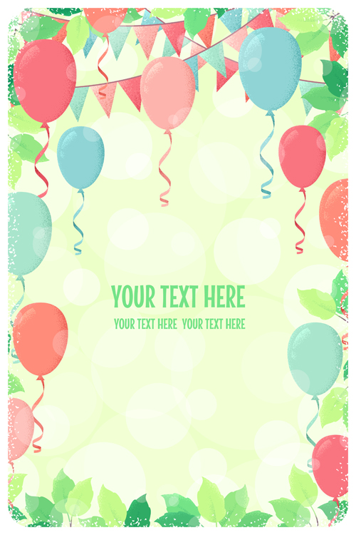 Fresh green leaves and multicolored balloons background vector 04 multicolored leaves green fresh balloons background   