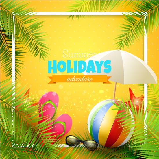 Tropical paradise holiday with orange background vector 03 tropical paradise orange holiday background   