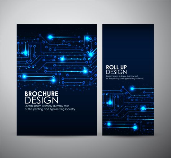 Tech style brochure cover template vector 01 tech style cover brochure   