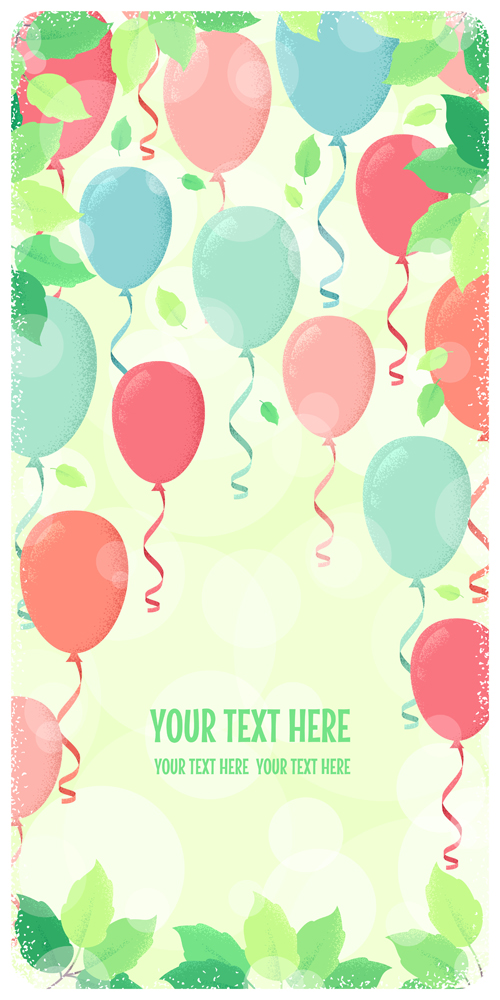 Fresh green leaves and multicolored balloons background vector 03 multicolored leaves green fresh balloons background   