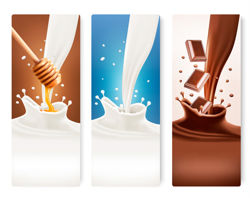 Splash milk and chocolate vector banner 02 splash milk chocolate banner   