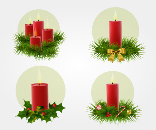 Christmas candle with baubles vectors 06 christmas candle baubles   