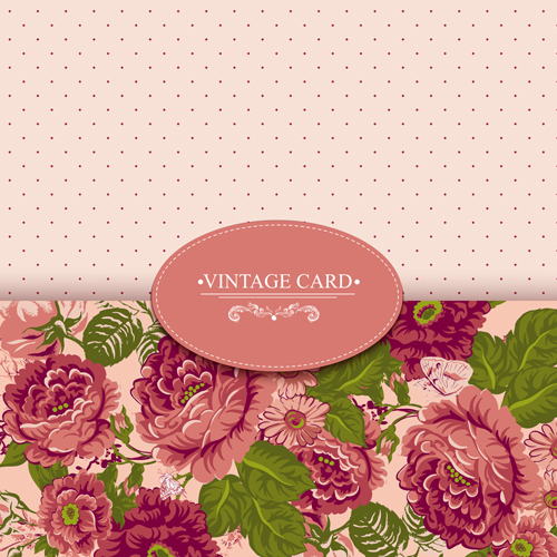 Vintage card with flowers pattern vectors 03 vintage pattern flowers card   