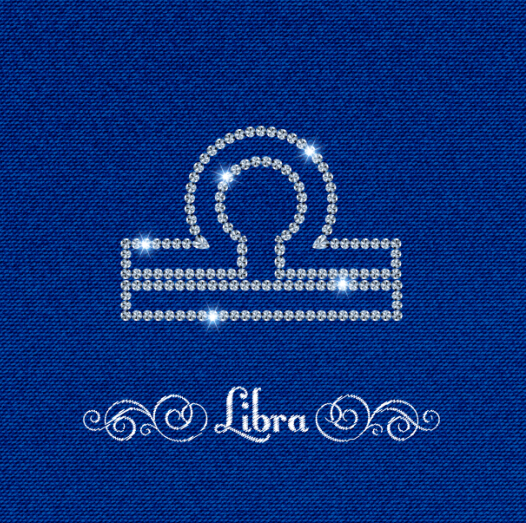 Zodiac sign Libra with fabric background vector zodiac sign Libra fabric background   