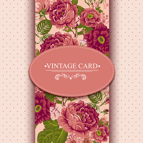 Vintage card with flowers pattern vectors 01 vintage pattern flowers card   