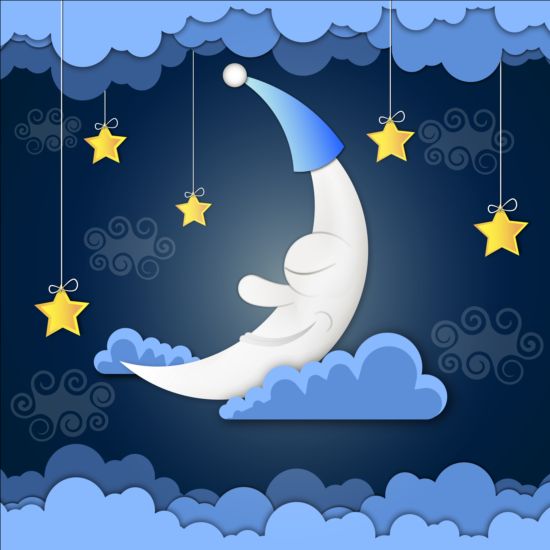 Golden stra with moon and cloud cartoon vector 03 stra moon golden cloud cartoon   