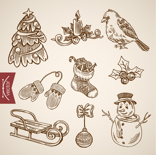 2016 christmas baubles hand drawn vectors set 08 hand drawn christmas baubles   