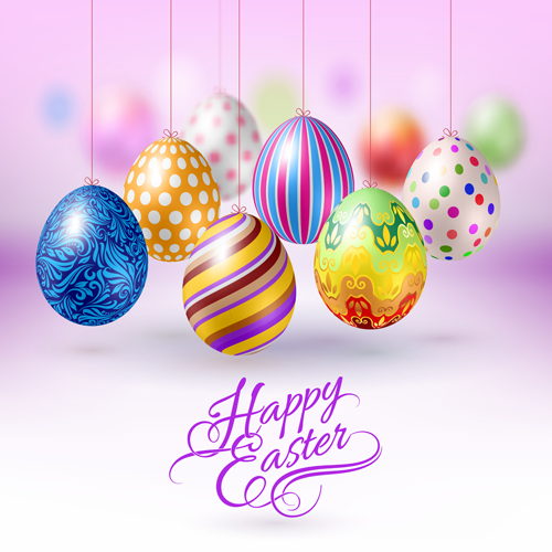 Easter hanging egg with blurs background vector 05 hanging egg easter blurs background   