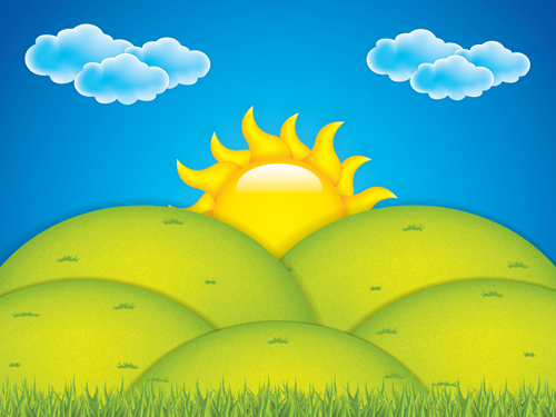 Cartoon sun with summer backgrond vector 05 sun summer cartoon backgrond   