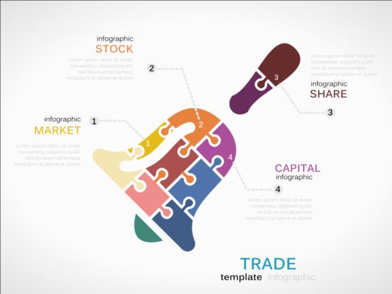 Puzzle with infographic template vectors 13 puzzle infographic   