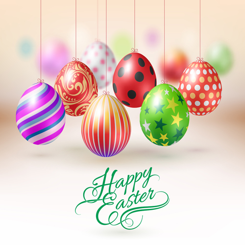 Easter hanging egg with blurs background vector 03 hanging egg easter blurs background   