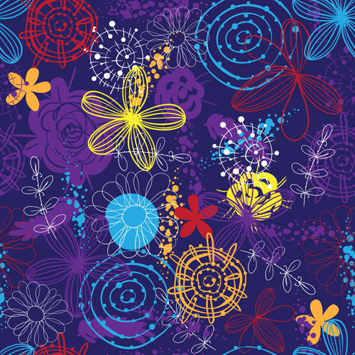 Doodle flowers hand drawing vector pattern 03 pattern hand flowers drawing doodle   