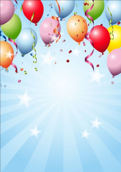 Colored balloons with star birthday background vector star colored birthday balloons   