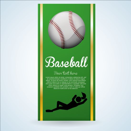 Baseball green banner with people silhouette vectors set 20 silhouette people green baseball banner   