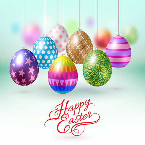 Easter hanging egg with blurs background vector 02 hanging egg easter blurs background   
