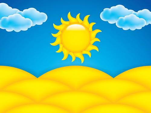 Cartoon sun with summer backgrond vector 03 sun summer cartoon backgrond   