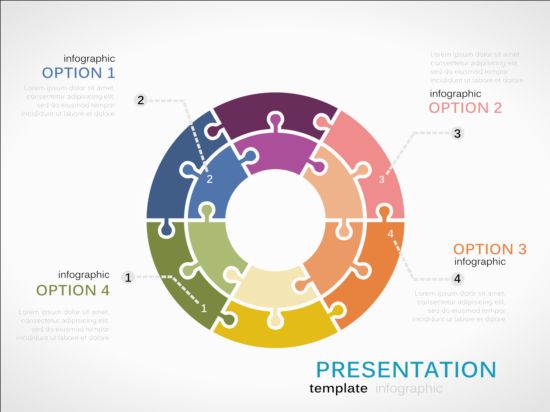 Puzzle with infographic template vectors 10 puzzle infographic   