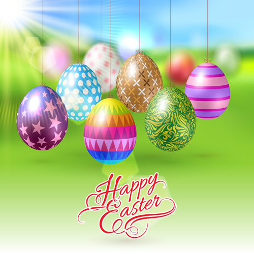 Easter hanging egg with blurs background vector 10 hanging egg easter blurs background   