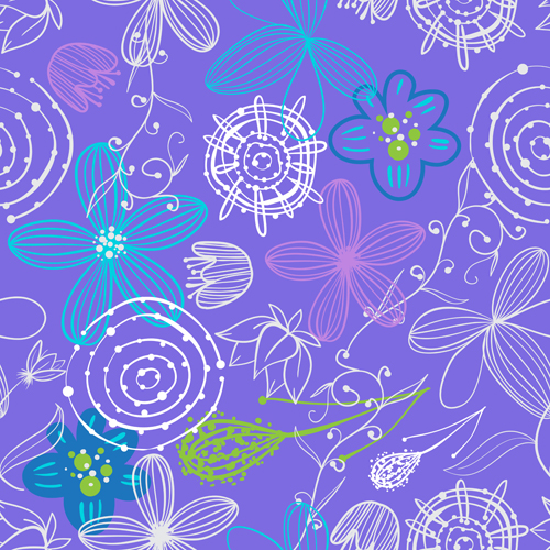 Doodle flowers hand drawing vector pattern 01 pattern hand flowers drawing doodle   